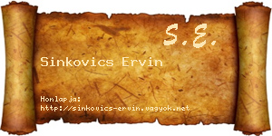 Sinkovics Ervin névjegykártya